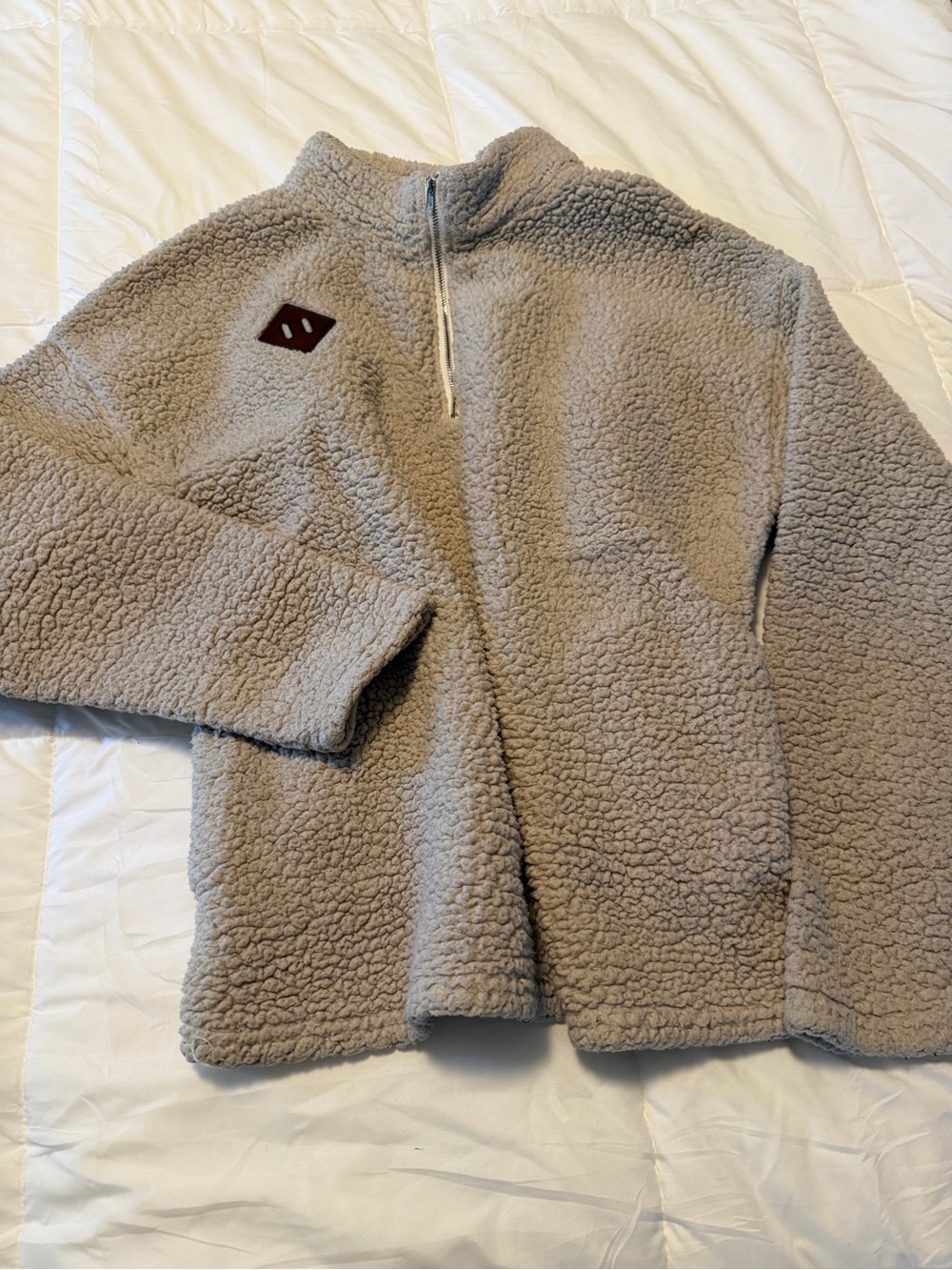 Source Unknown Beige Sherpa Half-Zip Pullover Hoodie